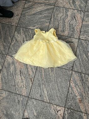 Elegant Yellow Floral Organza Dress for Girls by